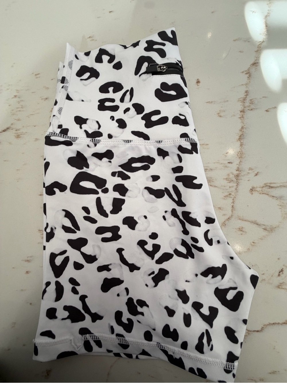 ECHT Black & White Leopard Print Athletic Shorts